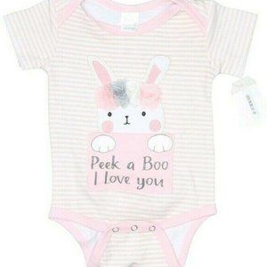 Baby Ganz 1 Piece Outfit Baby Girl Peek a Boo Bunny Love You Bodysuit 0/6 Months